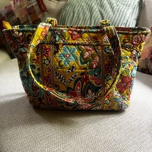 Vera Bradley yellow tote purse with matching wallet